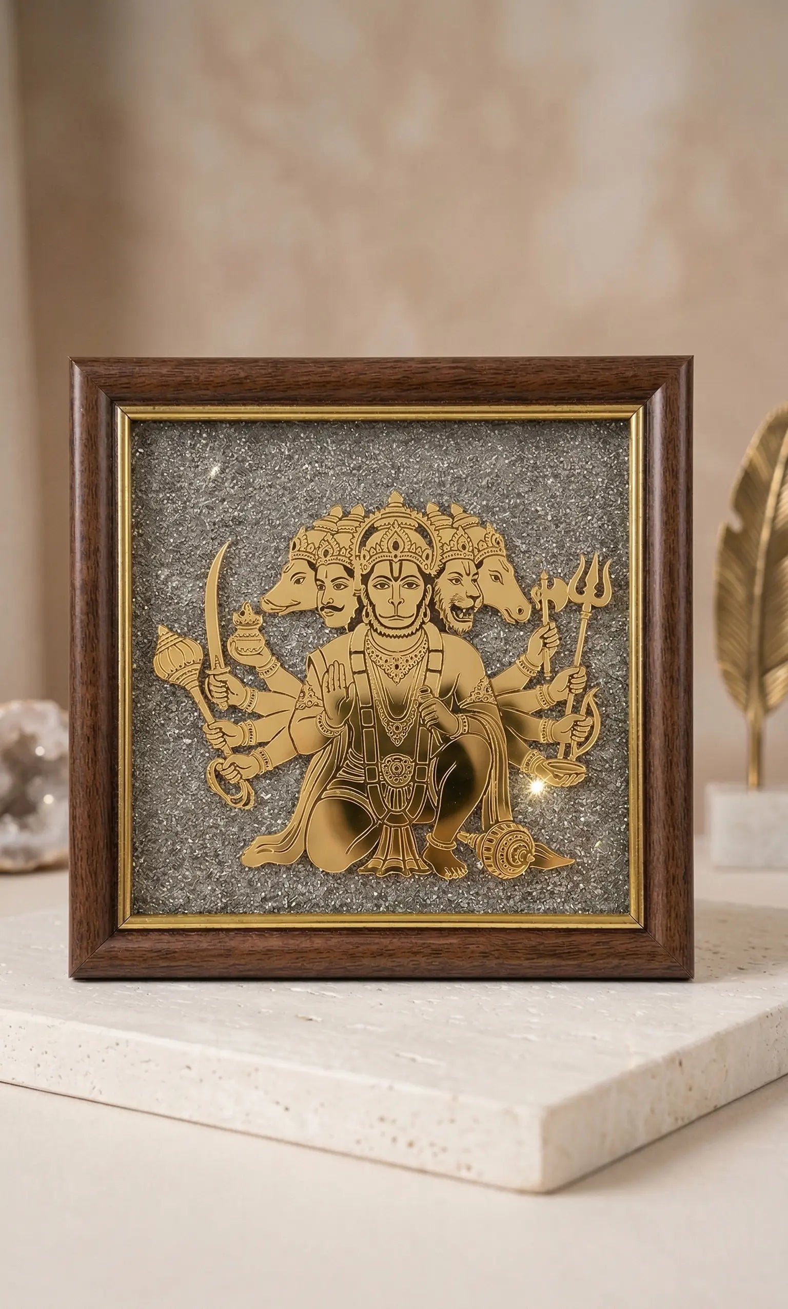 Panchmukhi Hanuman Ji Pyrite Frame - BhavAura