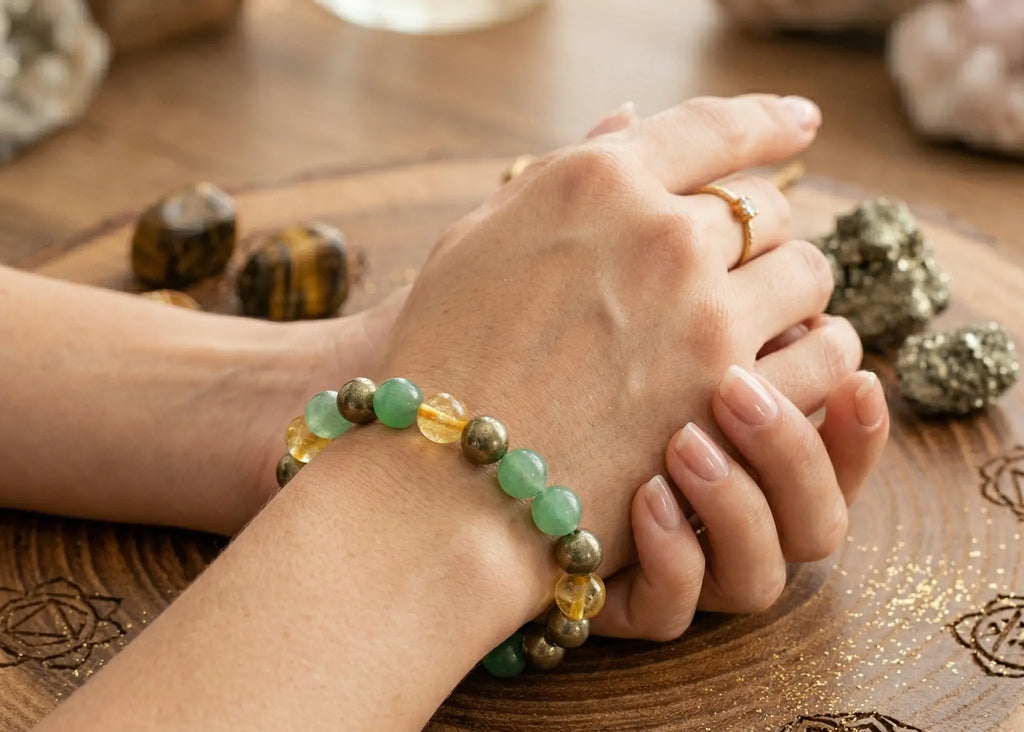 Citrine Green Aventurine And Golden Pyrite Bracelet - BhavAura